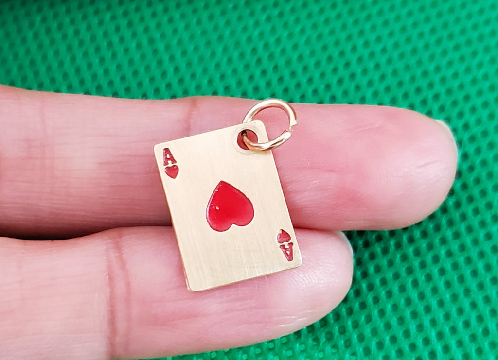 Rare 14k Gold ACE of Hearts Card Charm