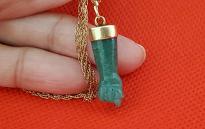 14k Gold Aventurine Lucky Figa Charm