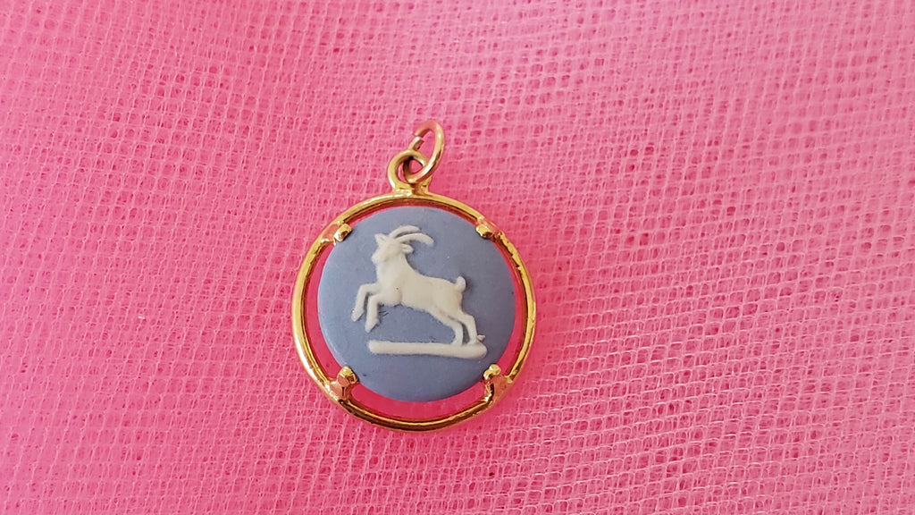 Gold Zodiac Aries Wedgewood Charm