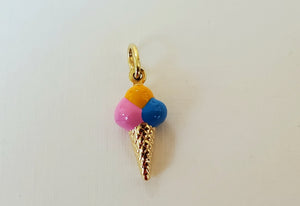 Cute 9c Enamel Ice Cream Cone Charm