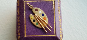 Vintage Gold Colorful Painter's Palette Charm