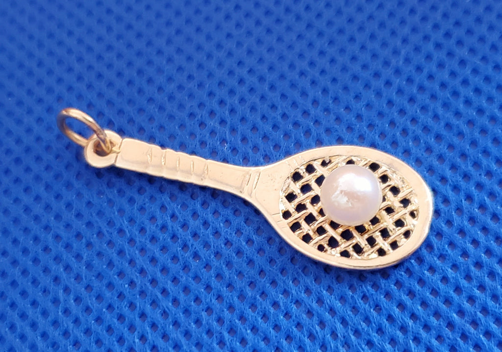 Estate 14k Gold Tennis Racket Pendant